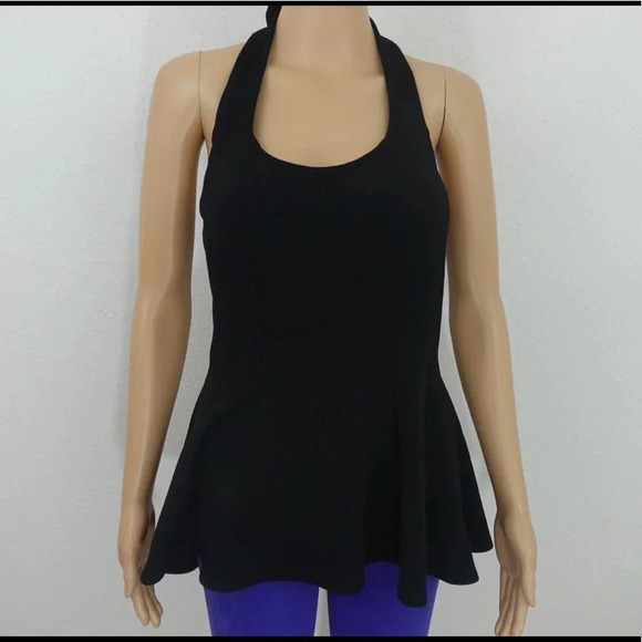 MONTEAU Black peplum top - Picture 1 of 5